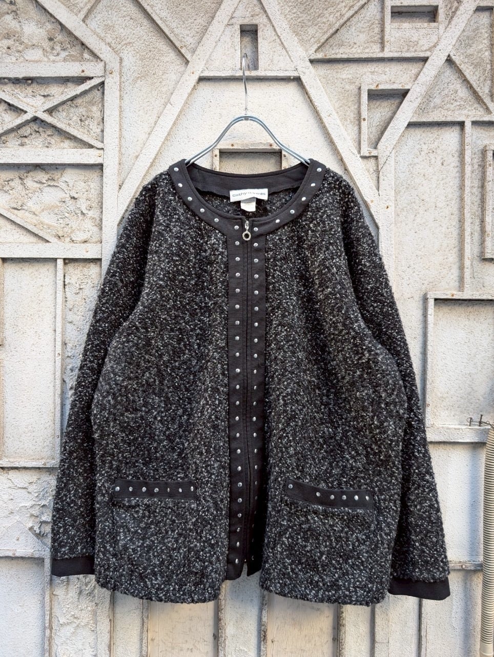 "CATHY DANIELS" zip up knit cradigan