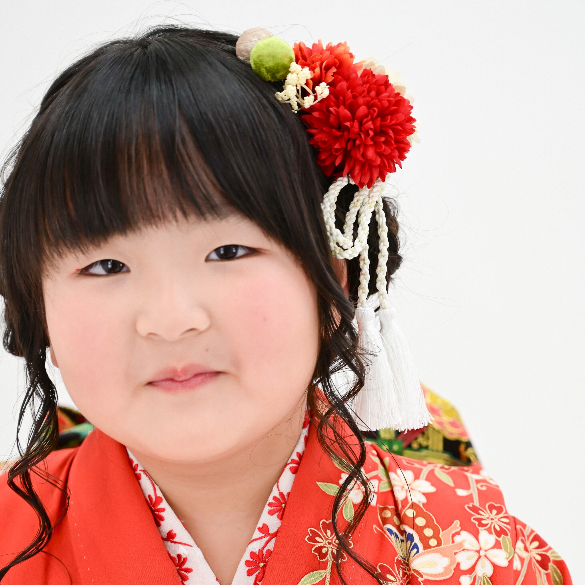 七五三7歳/ハーフ成人式振袖髪飾りL】ヘッドドレス赤＆水引きゴールド