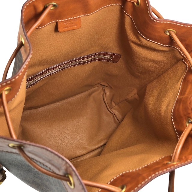 CELINE セリーヌ マカダム ショルダーバッグ ブラウン ブラゾン型押し PVC 巾着 vintage ヴィンテージ オールド wc85jm
