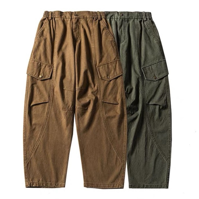 Wide straight cargo pants 2colors 00311