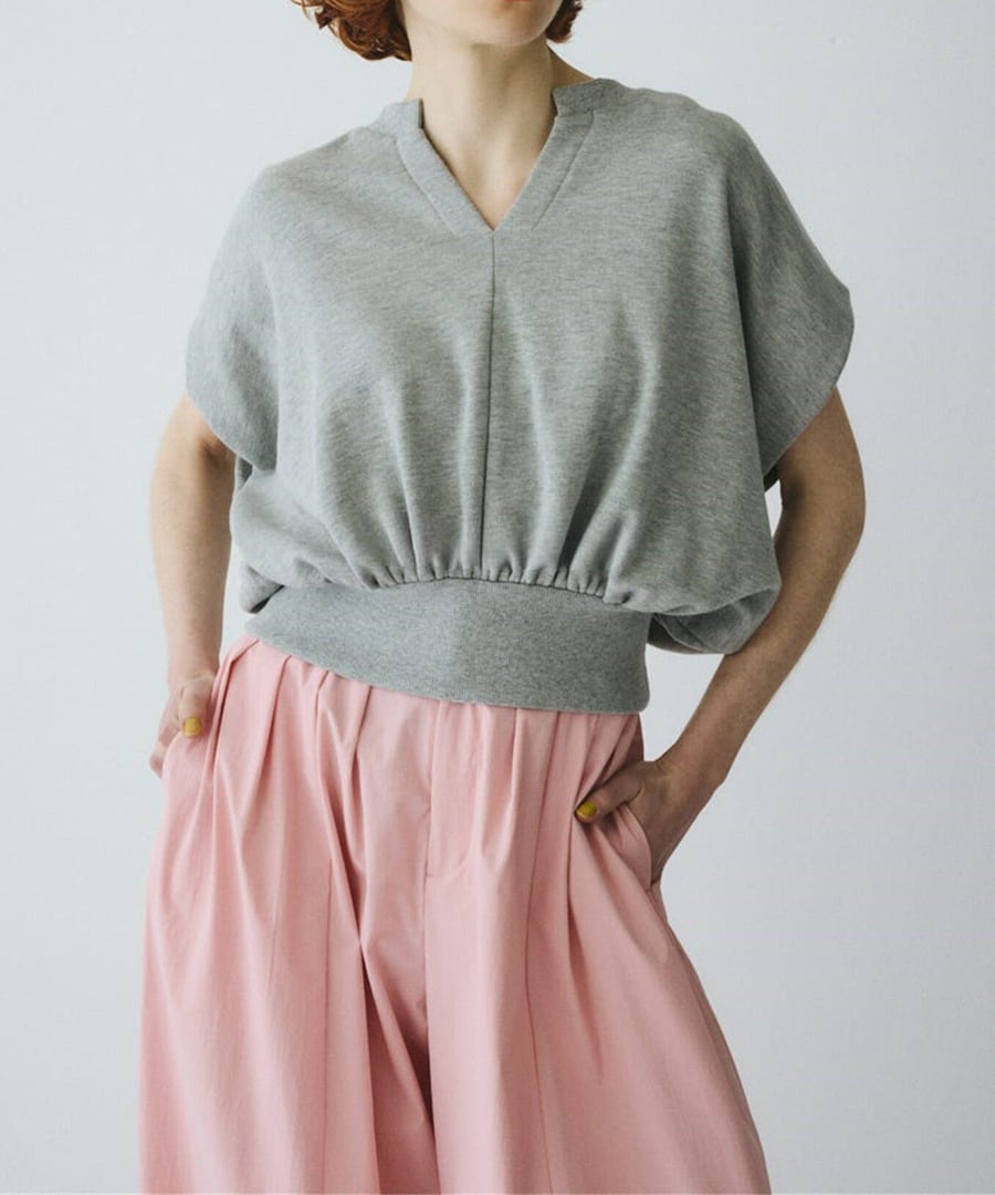 ハイウエストVネックノースリーブTシャツ【t-10632】