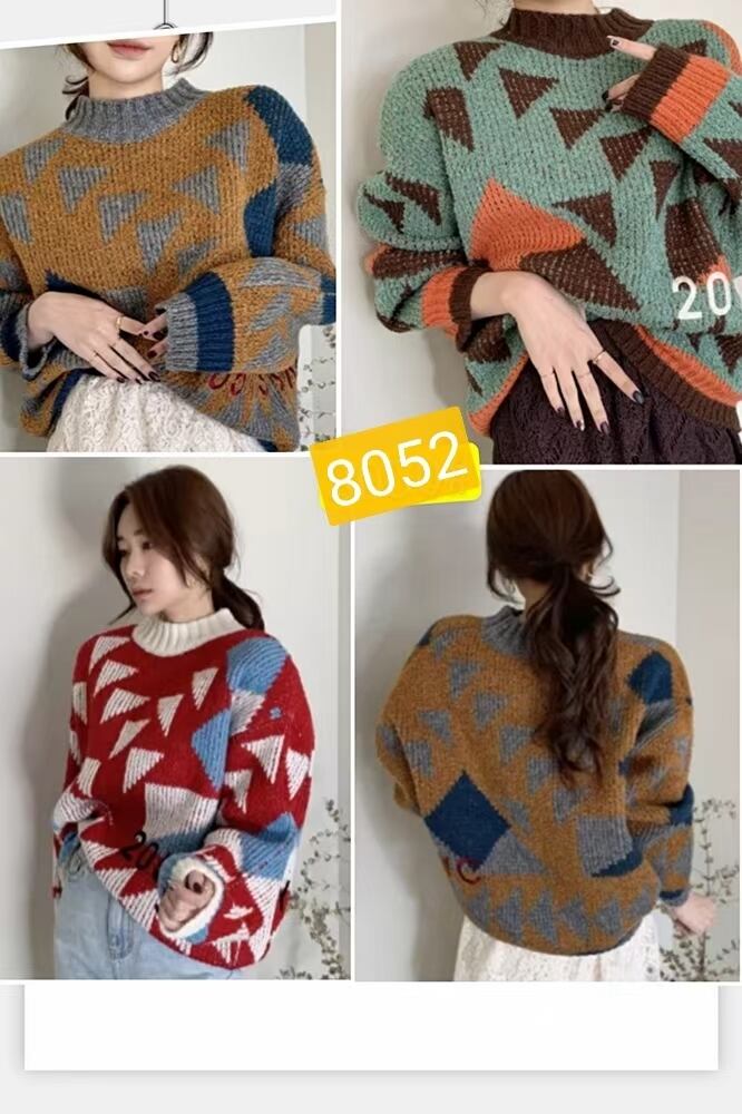 ボトルネック　柄ニット　AJ1079-8052　