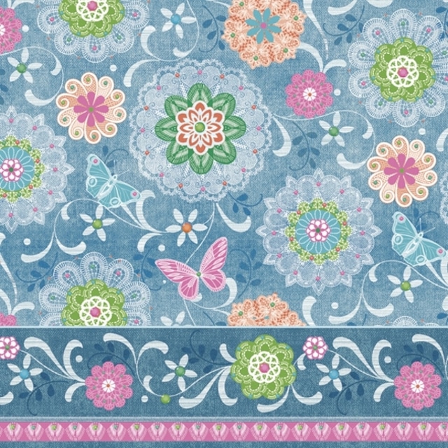 【Daisy】バラ売り2枚 ランチサイズ ペーパーナプキン Blue Mandalas Pattern ブルー