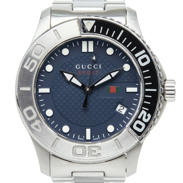 グッチ Gタイムレス スポーツ 腕時計 YA126253 クオーツ ネイビー文字盤 ステンレススチール メンズ GUCCI 【中古】
