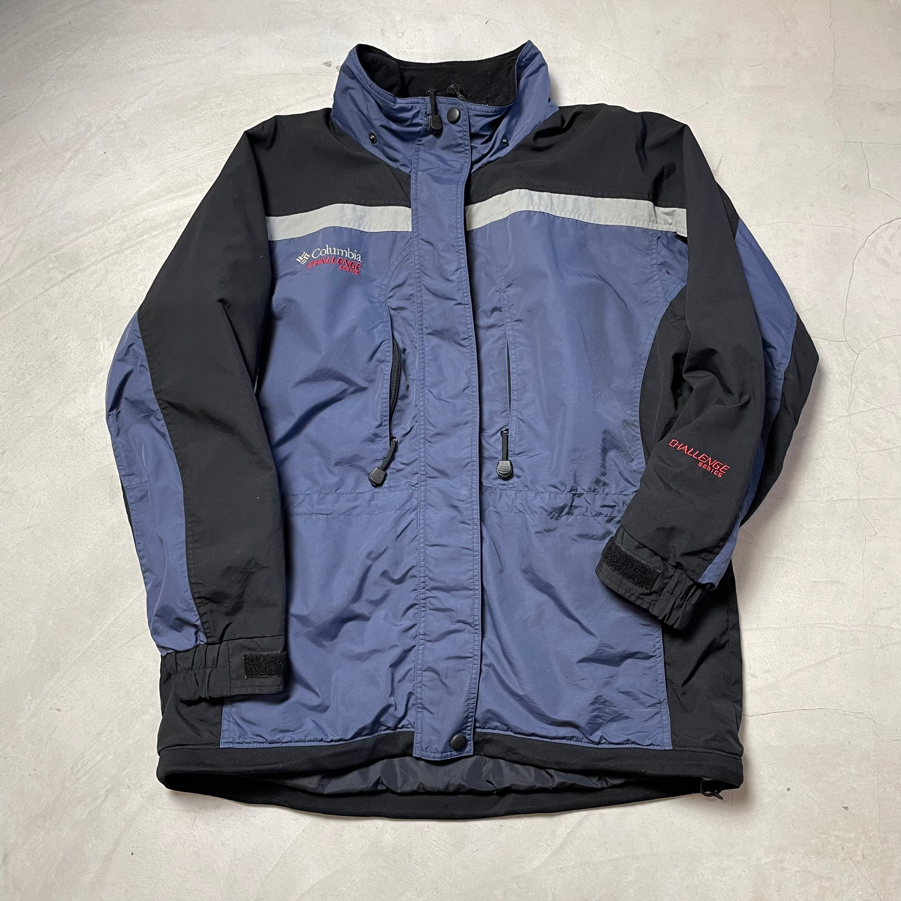 ビッグサイズ 00年代 Columbia コロンビア フード収納型 ハイネック CHALLENGE SERIES マウンテンジャケット レディースXXL 古着 ナイロンジャケット ブラック ベージュ チャレンジシリーズ 00s ヴィンテージ ビンテージ【アウトドアジャケット】