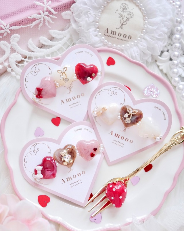 8104 ハートチョコレートカーブヘアクリップ