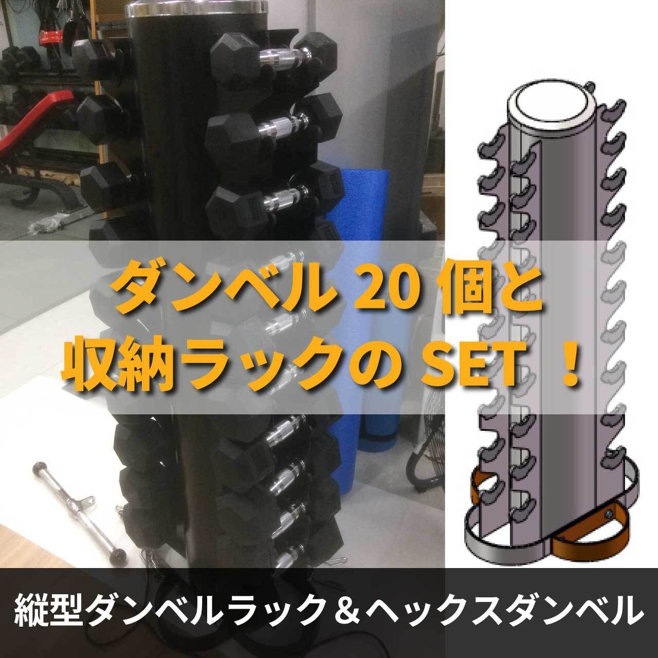 ラック&ヘックスダンベル　1kgから10kg EX 1-10kg スタジオダンベルラック（10個収納）｜業務用ダンベルラック