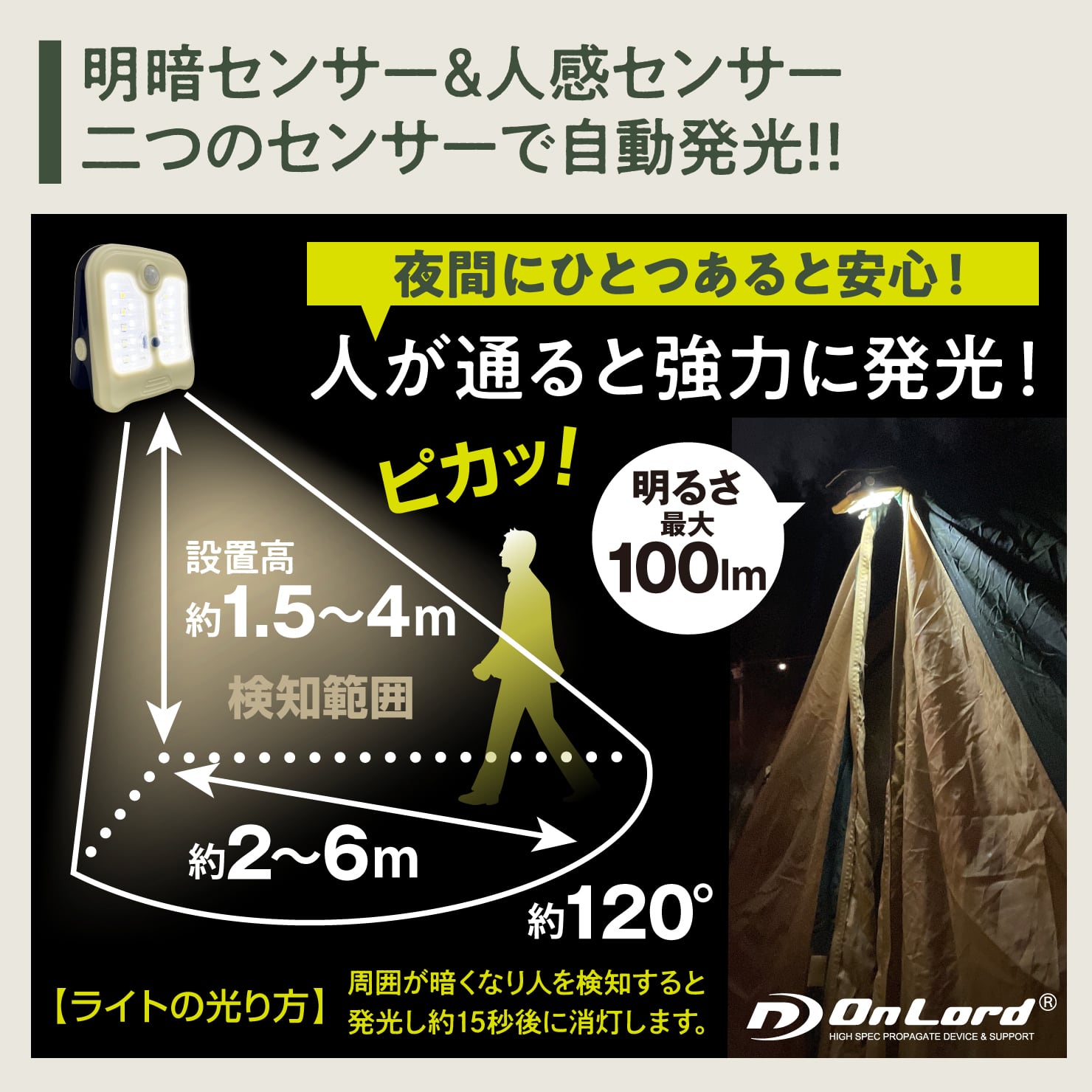 送料無料】クリップ型センサーライト＋オリジナル専用ケースセット