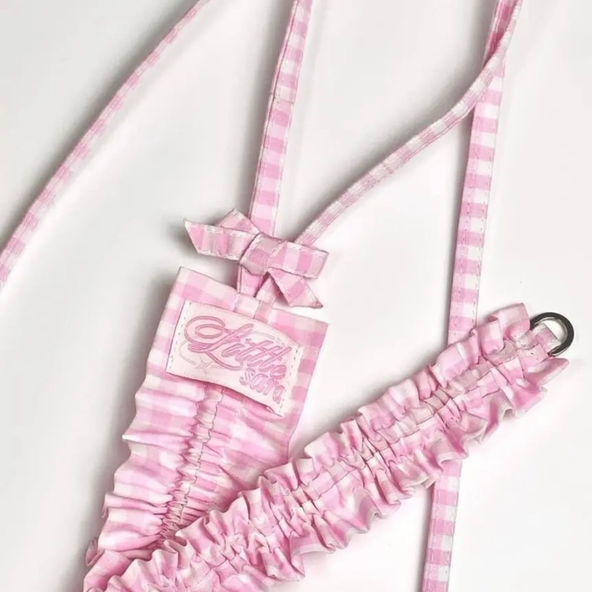 即納［littlesara］check frill leash（5color）リード | ropet