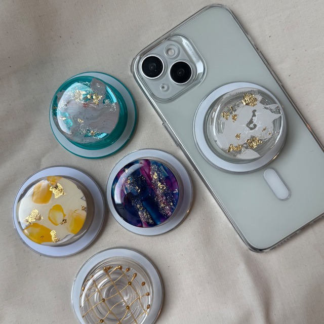 【MagSafe対応】持ち歩く小さなアート ニュアンスデザイン マグネット式スマホグリップ