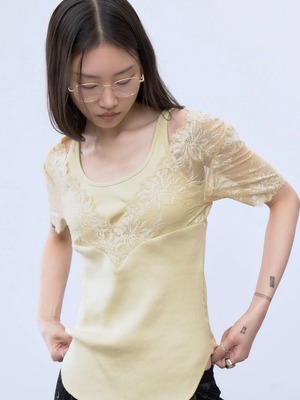 【26SS】THINGS THAT MATTER シングスザットマター /トップス / SWITCHING LACE RIB TOPS