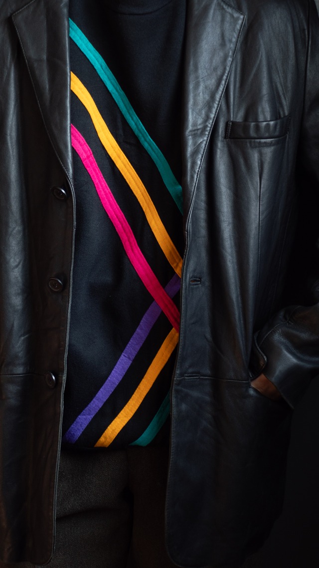 unknown '90s vintage Multi color line sweat