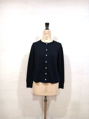 【Shiratakaknitichi】地球にやさしい♡なめらかタッチのクルーネックカーディガン  ネイビー