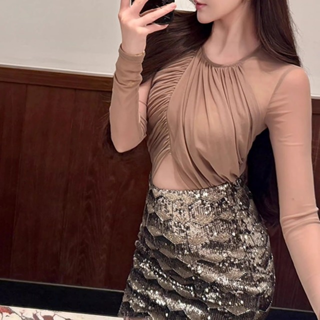 Drape Long Sleeve BodyTop　　V2165
