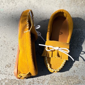 イエロー　スエード　フリンジ　モカシンシューズ・スリッポン・ローファー・オフシーン　MADE IN JAPAN