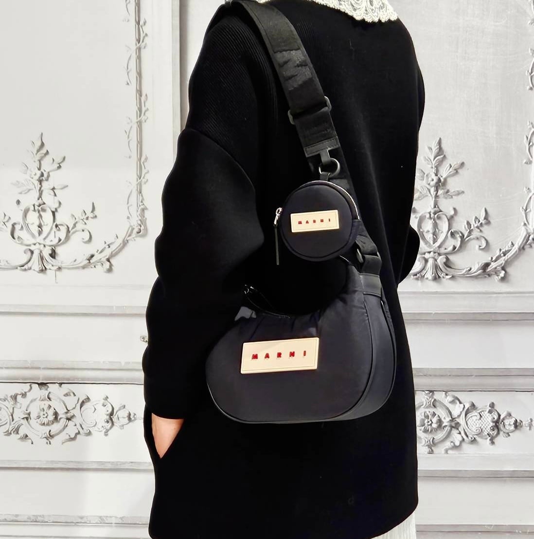 MARNI ブラック PUFF ホーボーバッグ スモール | Pay ID