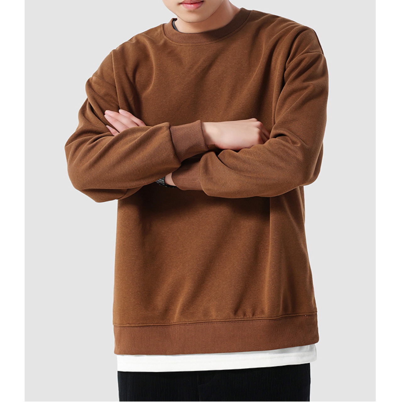 リラックスフィット クルーネック長袖 Tシャツ af0081