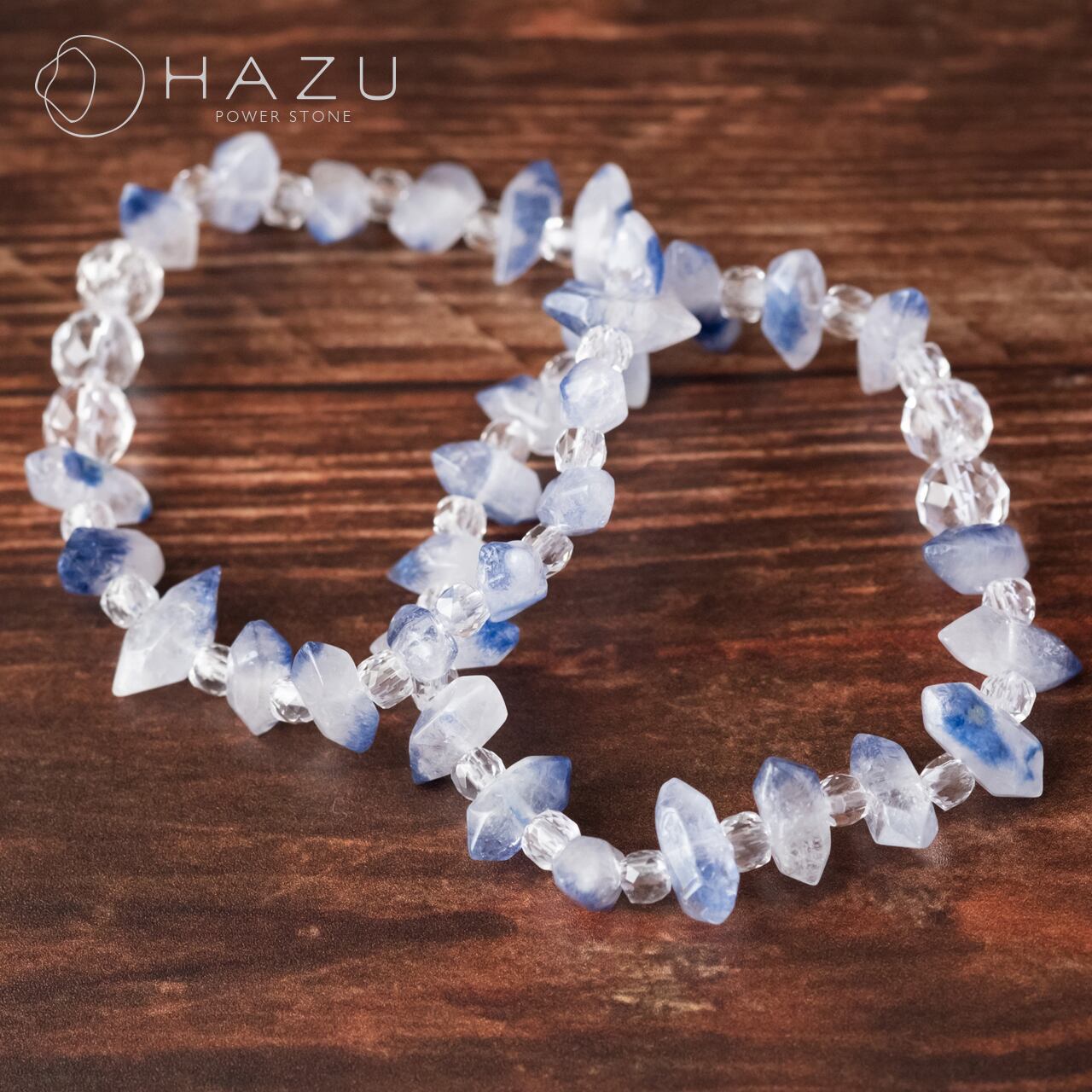 碧い癒し】デュモルチェライト in クォーツとカットクォーツの