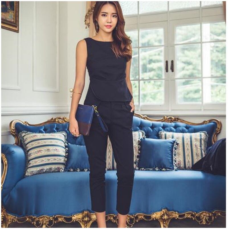 ノースリーブ 変形デザイン スキニーパンツ セットアップ