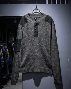 【add (C) vintage】"D&G" Cotton Switch Design Alpaca Mix Henry Neck Knit