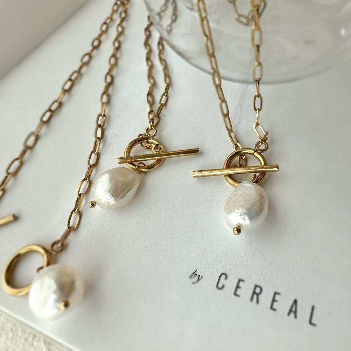 316L pearl mantel necklace（淡水パールネックレス/マンテル 