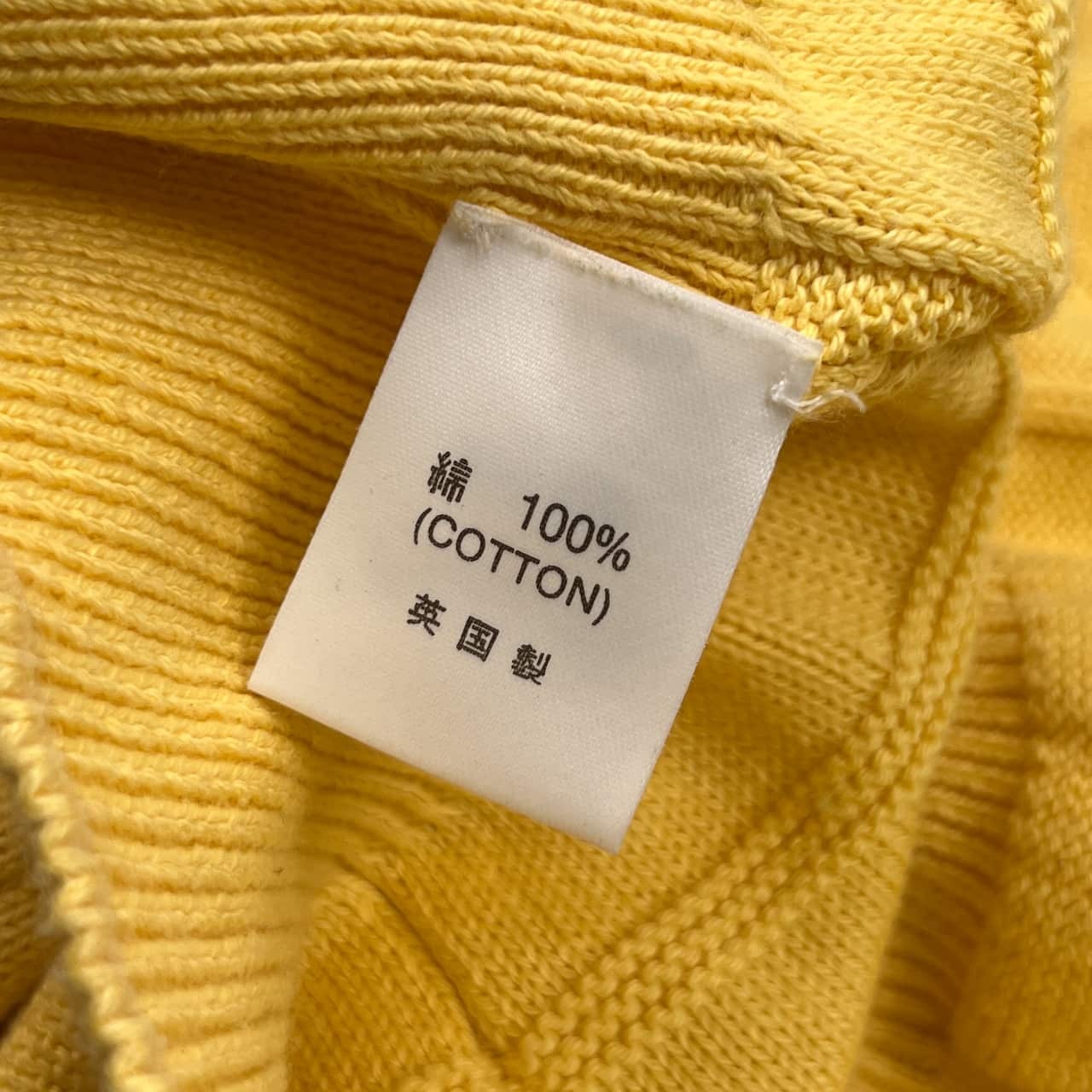 80s スコットランド製 Pringle プリングル コットン ニット カーディガン XXL/大きいサイズ イエロー メンズ ビンテージ