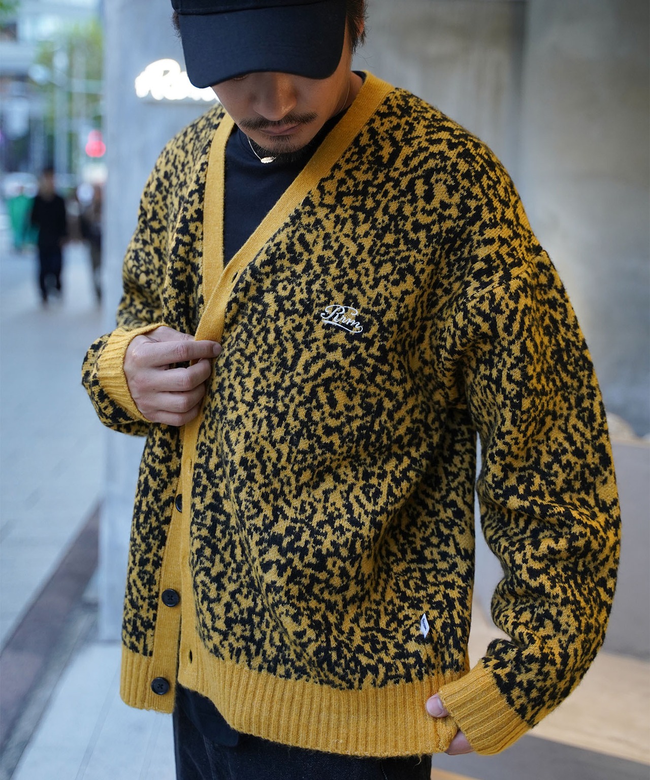 【#Re:room】LEOPARD JACQUARD BIG CARDIGAN［REK133］