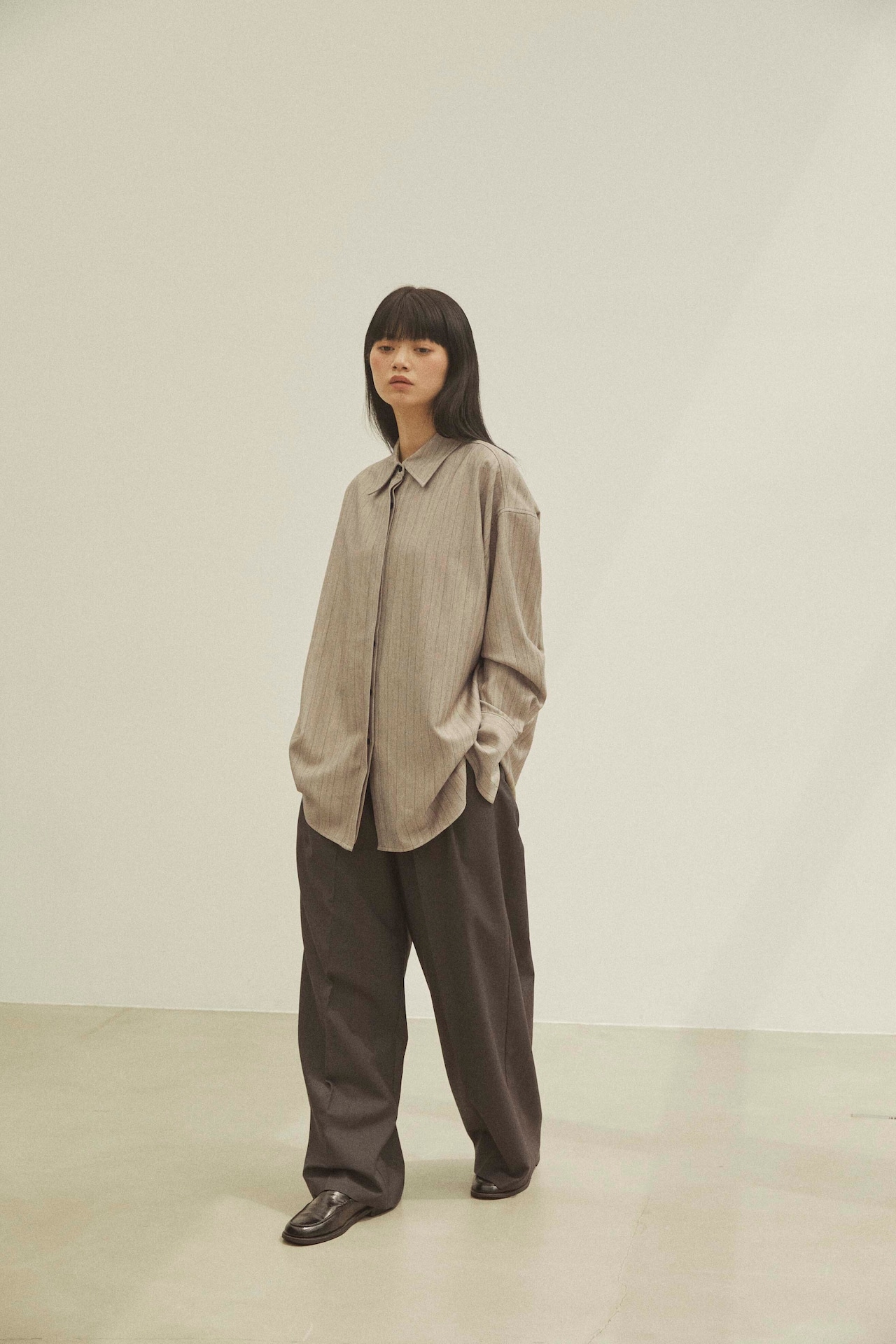 DU250730 Herringbone Over Size Shirt