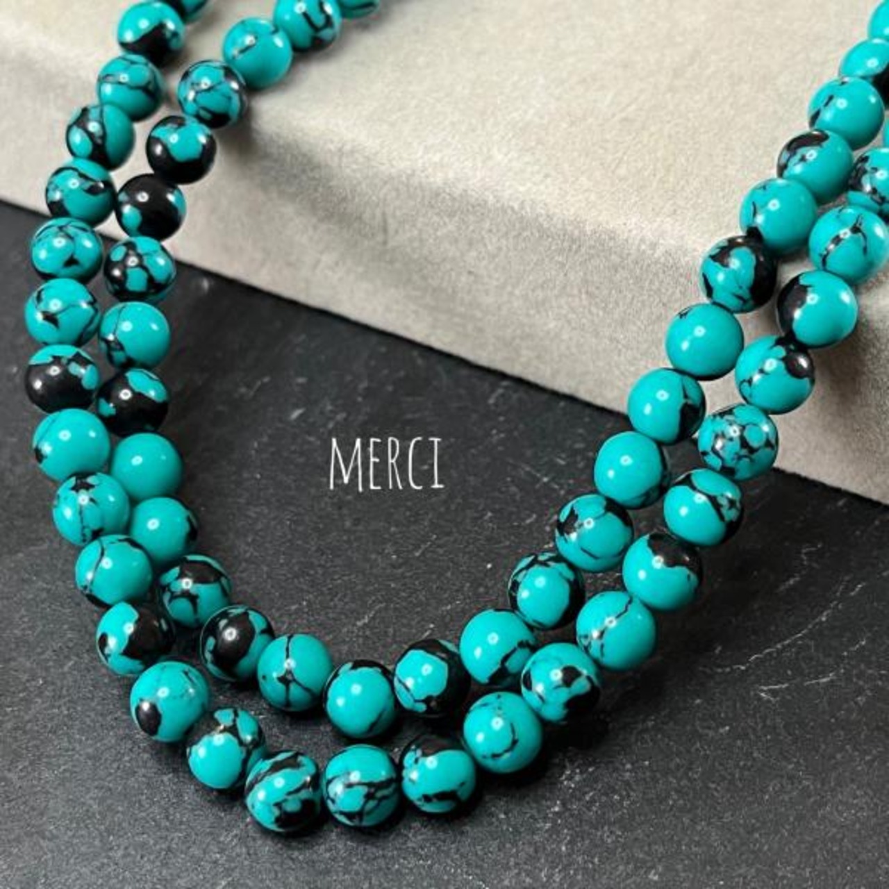 【10個】合成ターコイズブグリーンビーズ/スペーサー/人工石/