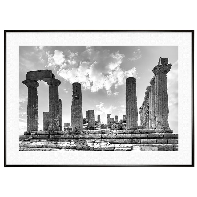 イタリア写真 シチリア島アグリジェント 神殿の谷 インテリアモノクロアートポスター額装 AS3898