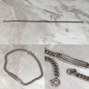 vintage GUESS silver narrow chain ID bracelet