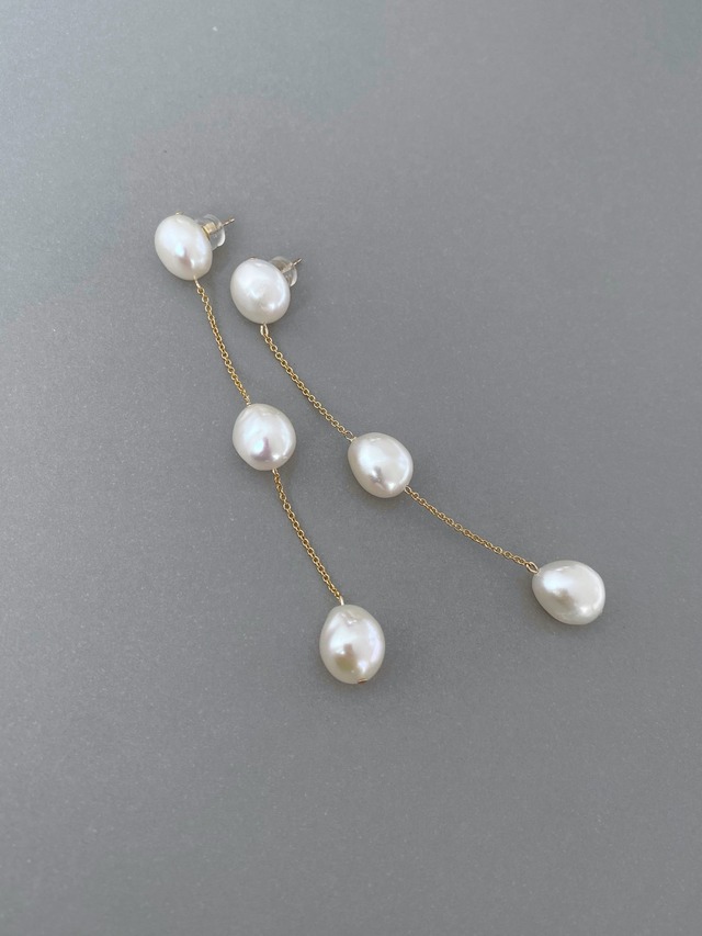 3 drop pearl earrings