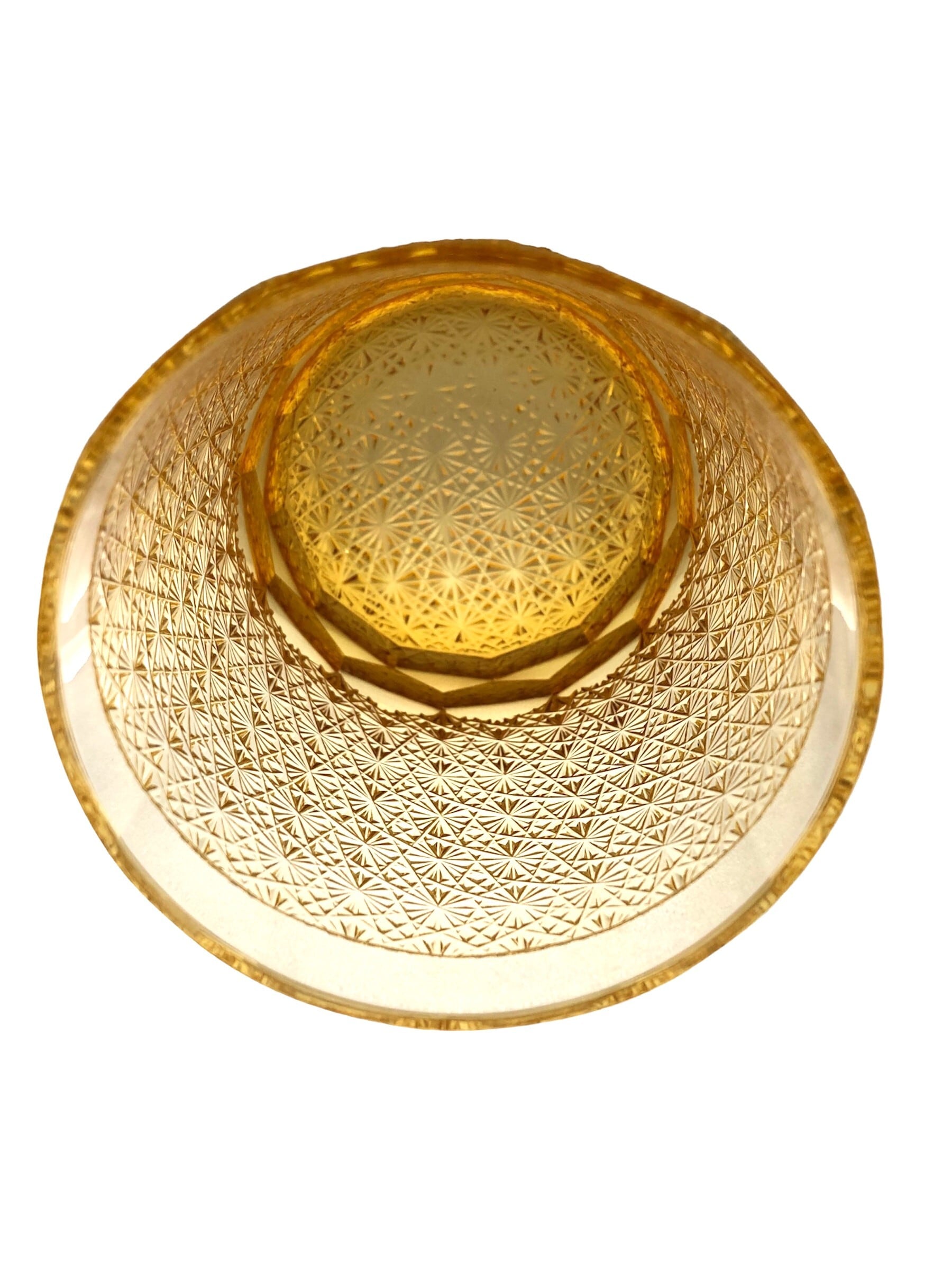 江戸切子 アンバークリスタルロックグラス 菊つなぎ(琥珀色) | 江戸