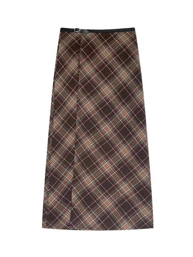 Coffee red grid skirt（コーヒーレッドグリッドスカート）c-615