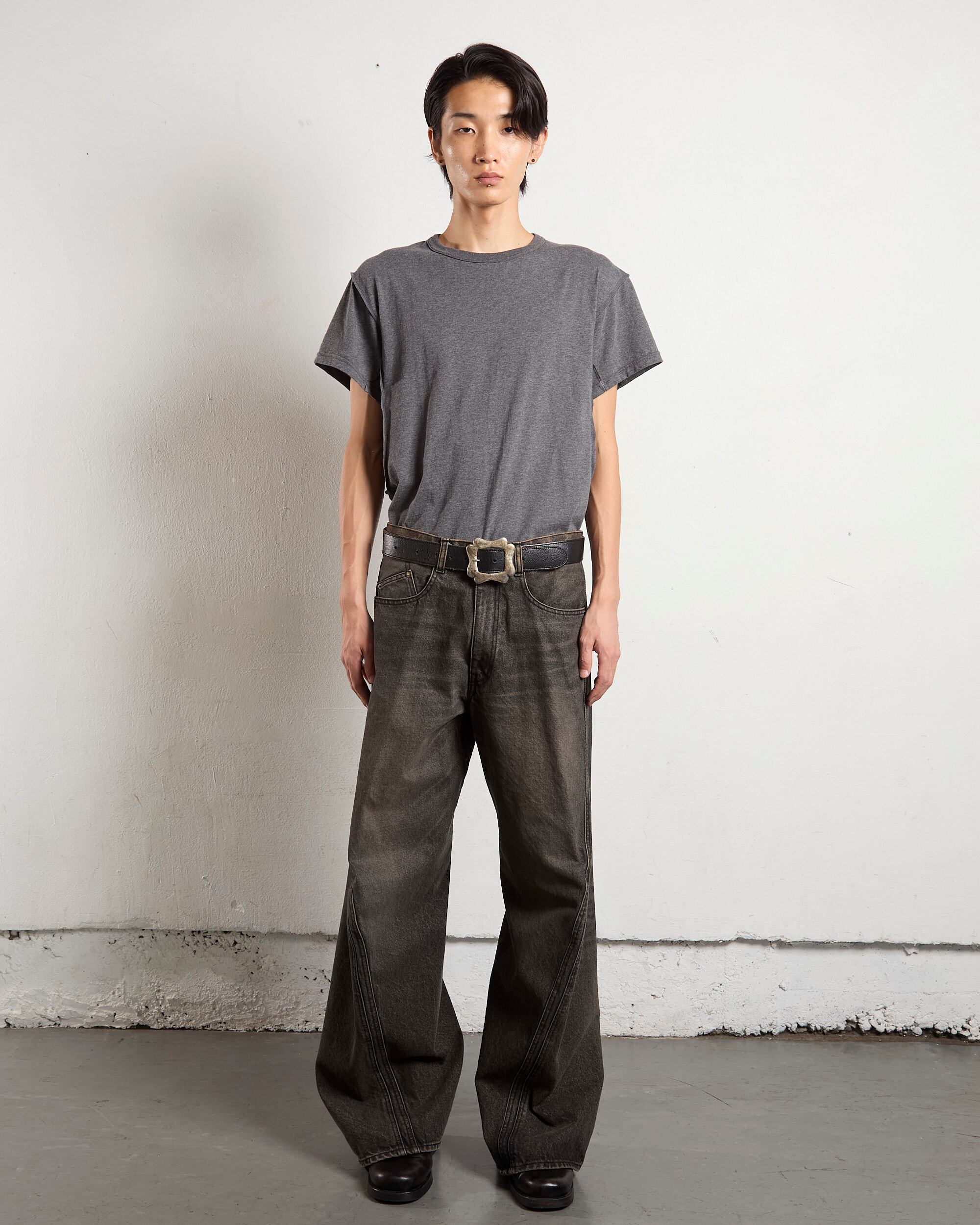 NVRFRGT | 3D TWISTED WIDE LEG JEANS | MUD FADED BLACK | HOWDAY