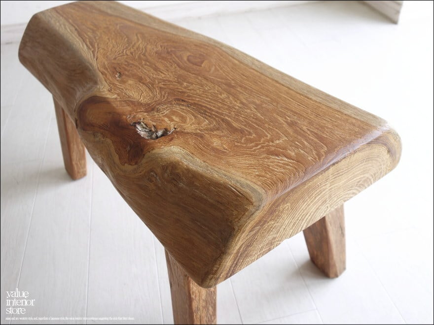 プリミティブオールドチークベンチ K1 椅子 スツール 古材家具 一枚板