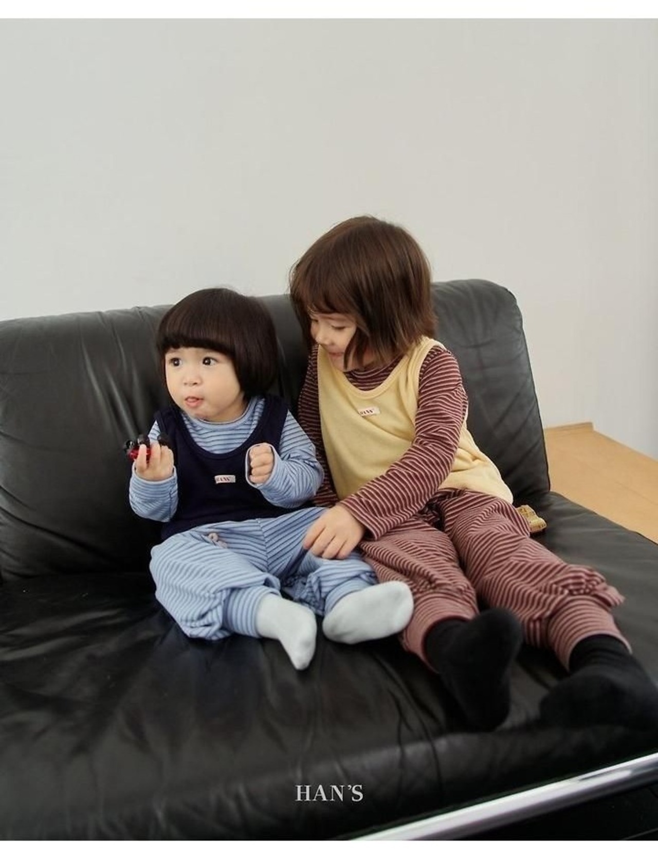 ハンス / Hans / ボーダー裏起毛パンツ / 韓国子供服 / キッズ / 26winter〖取寄〗*XXS~JS*