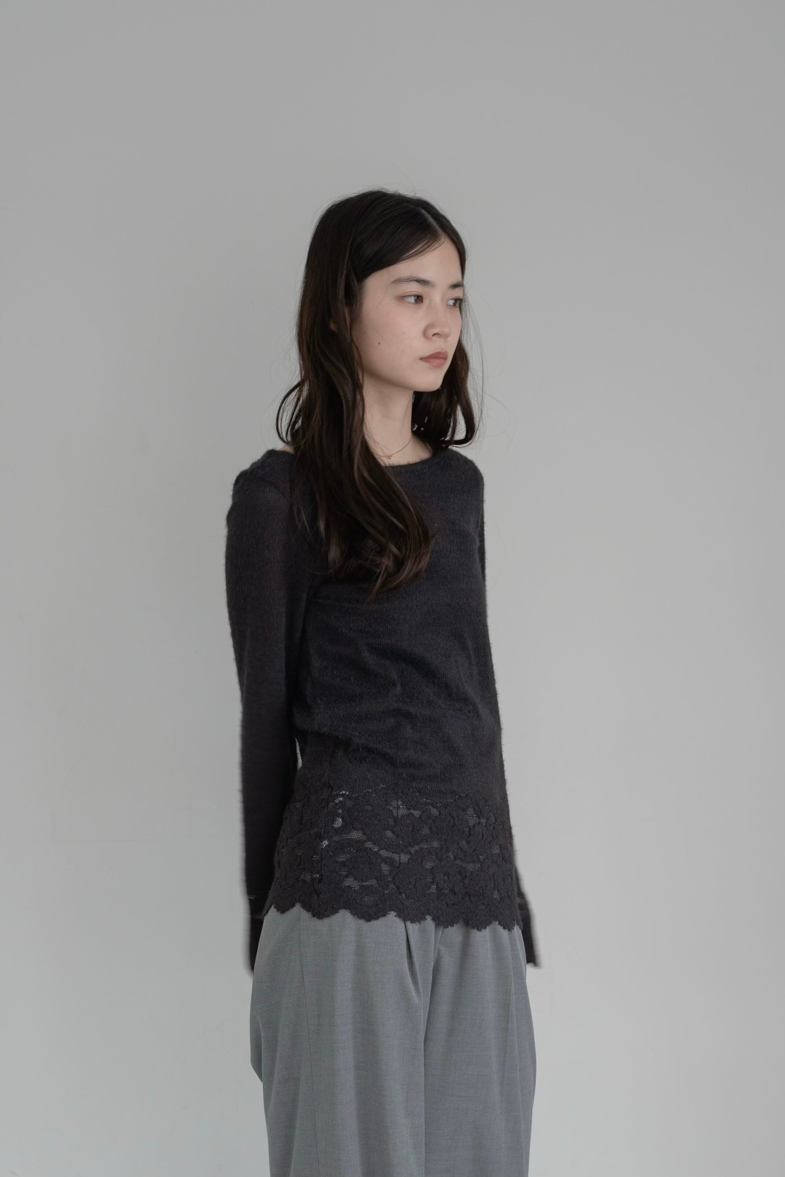 philme lace sheer knit ブラック F lace sheer knit | philme