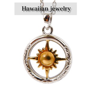 ハワイアンジュエリー ステンレス ネックレス 太陽 モチーフ　シルバーアクセサリー　波　カレイキニ　メンズアクセサリー　ユニセックス　ペアネックレス　