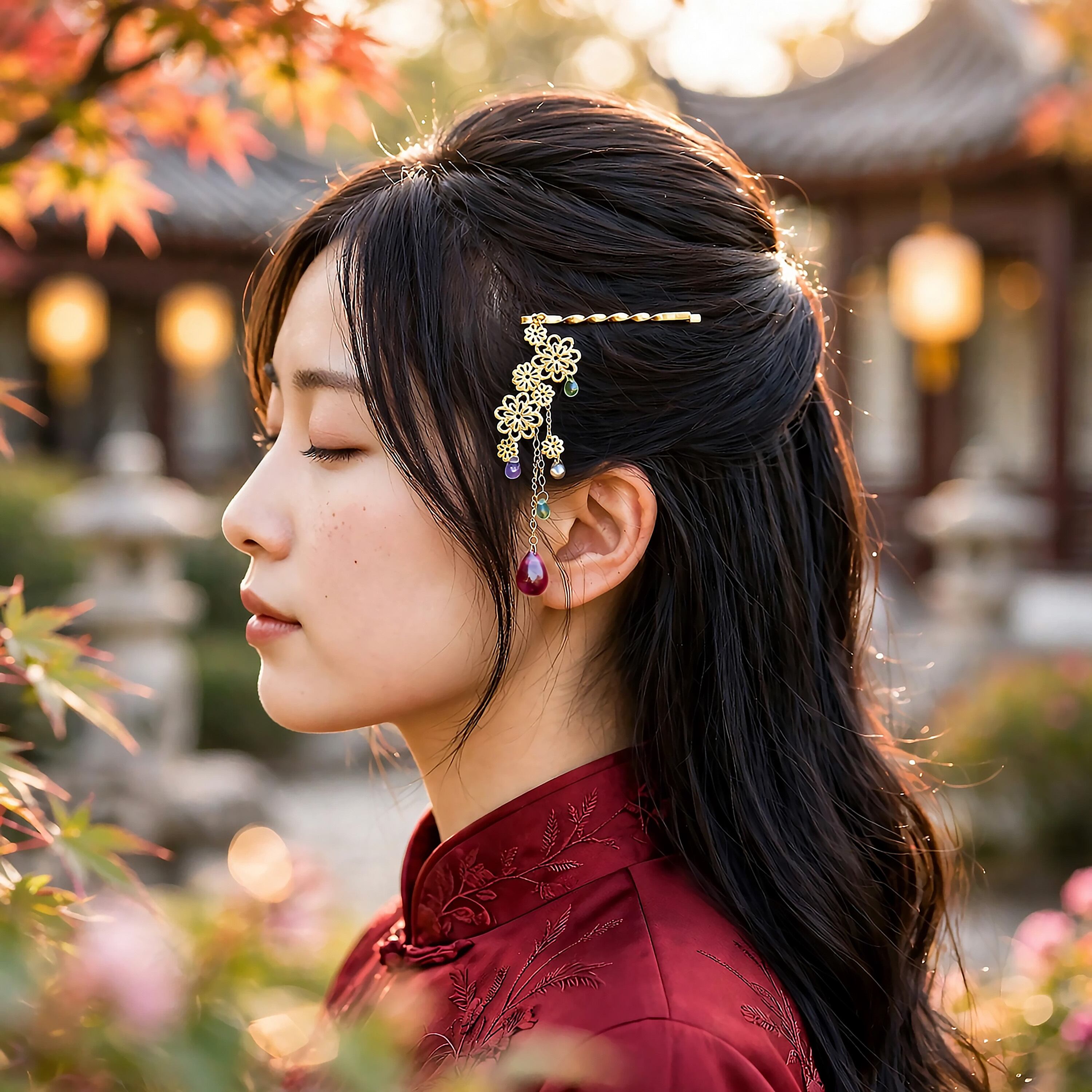 ヘアピン「かわす、かさねる」【チェコビーズ】軽量快適・ショートヘアも簡単アレンジ。