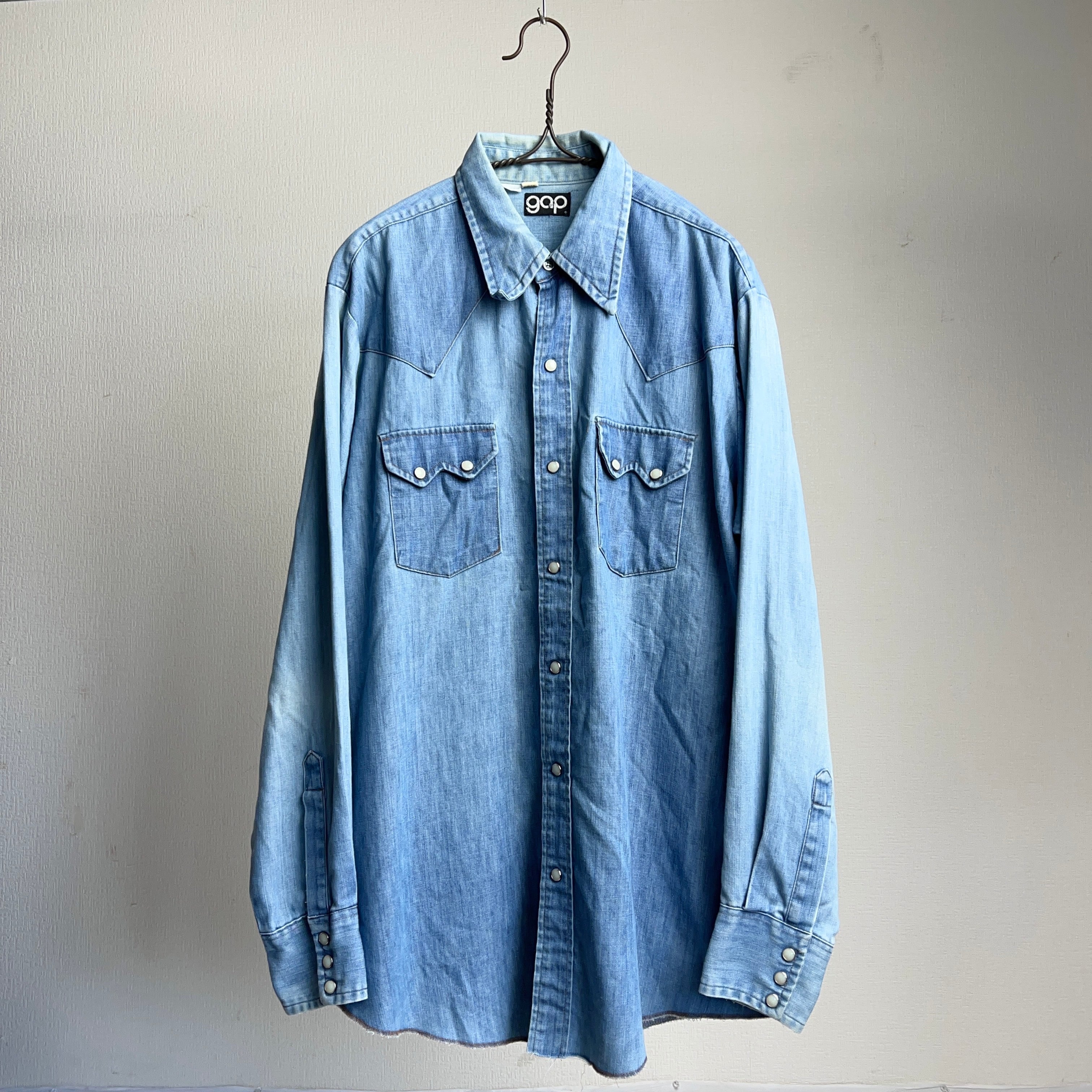 70's~80's gap 小文字タグ シャンブレーウエスタンシャツ SIZE L