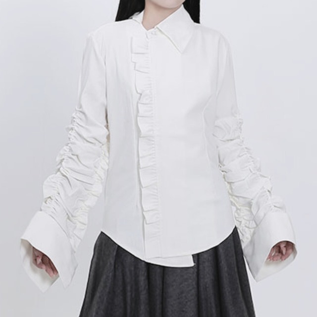 Asymmetric frill shirt 【2color】C0657
