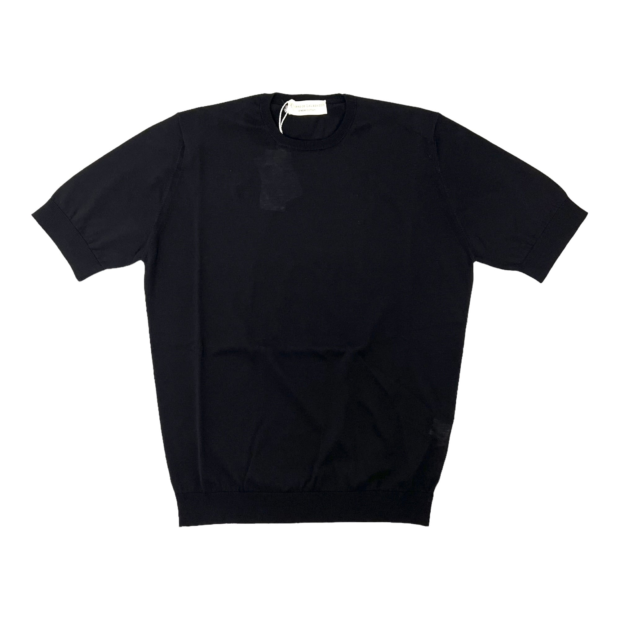 FILIPPO DE LAURENTIIS(フィリッポ デ ローレンティス) crepe cotton short sleeves knit/BLACK(990)