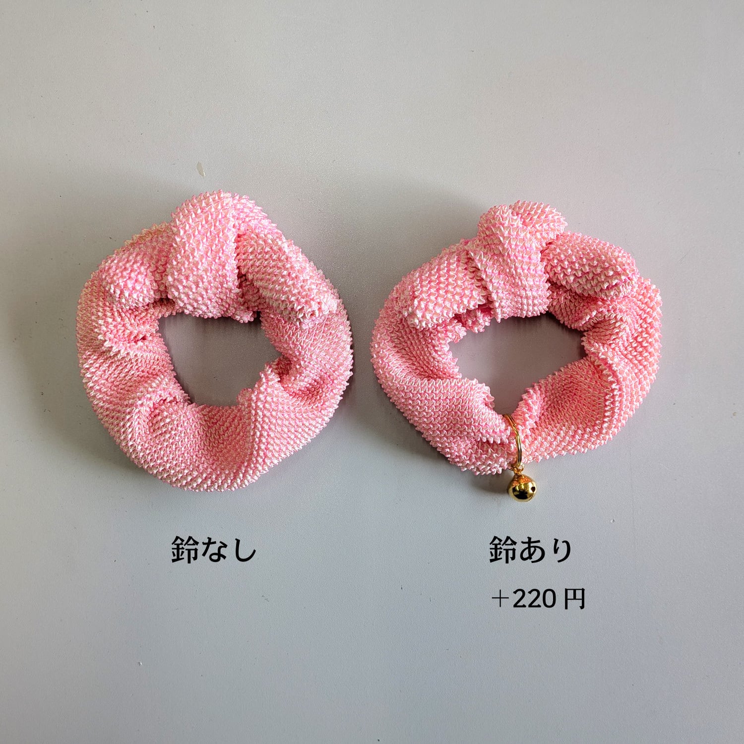 浮世絵風 猫のシュシュ 首輪 鹿の子 絞り（しぼり）ピンク 歌川国芳