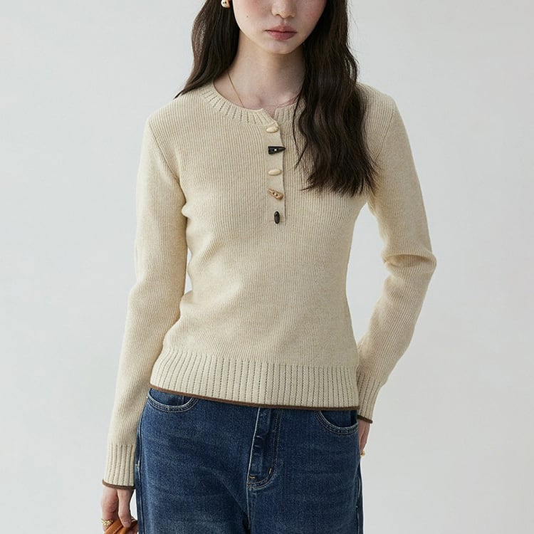 ヘンリーネックリブニット No.6009