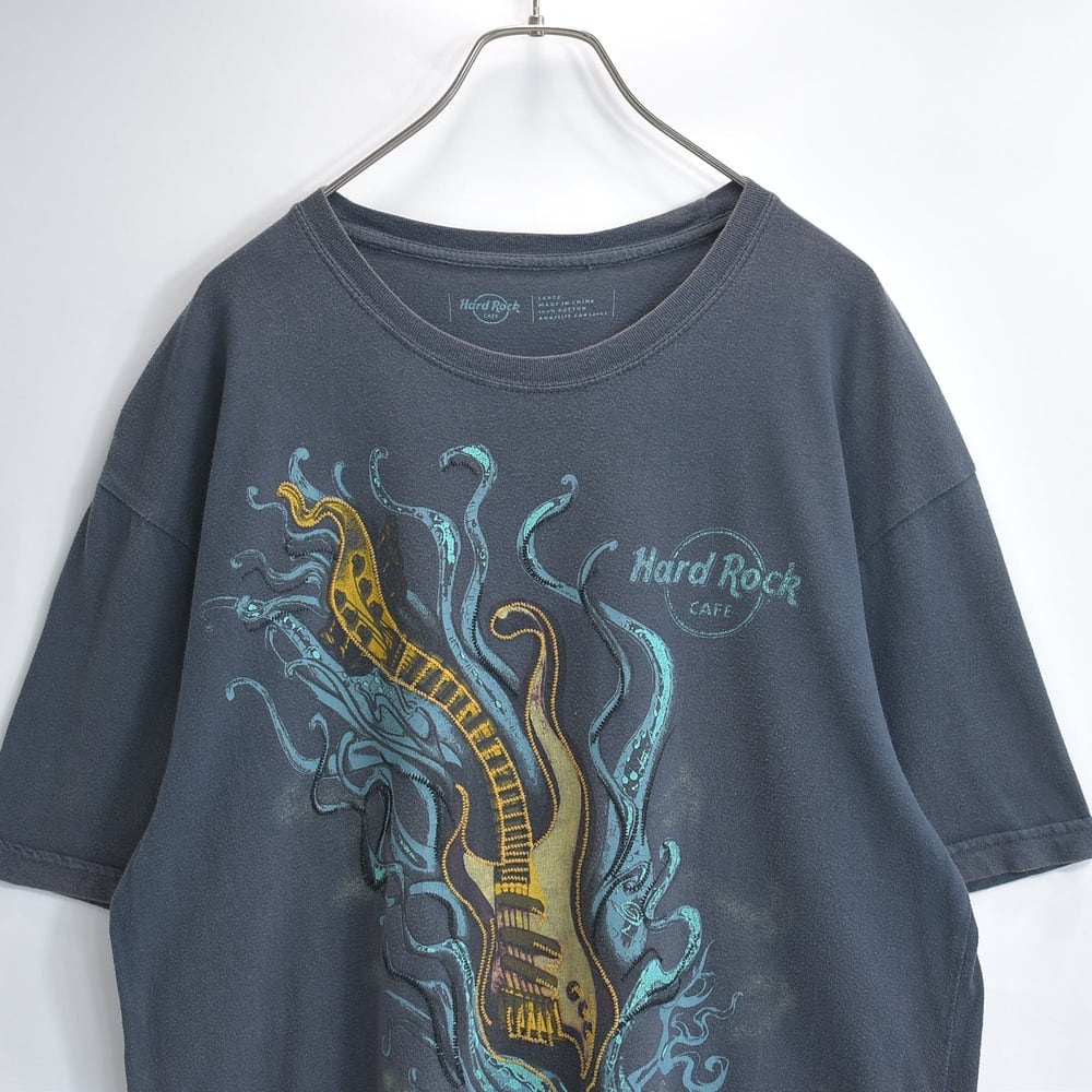 Hard Rock Cafe ギター炎モチーフ刺繍 スーベニアTシャツ グランジ