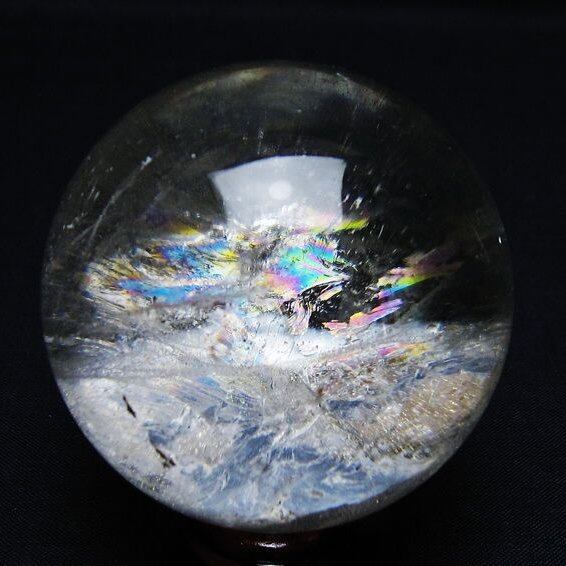 水晶 丸玉 虹入り 59mm スフィア 置物 水晶玉 一点物 151-8825