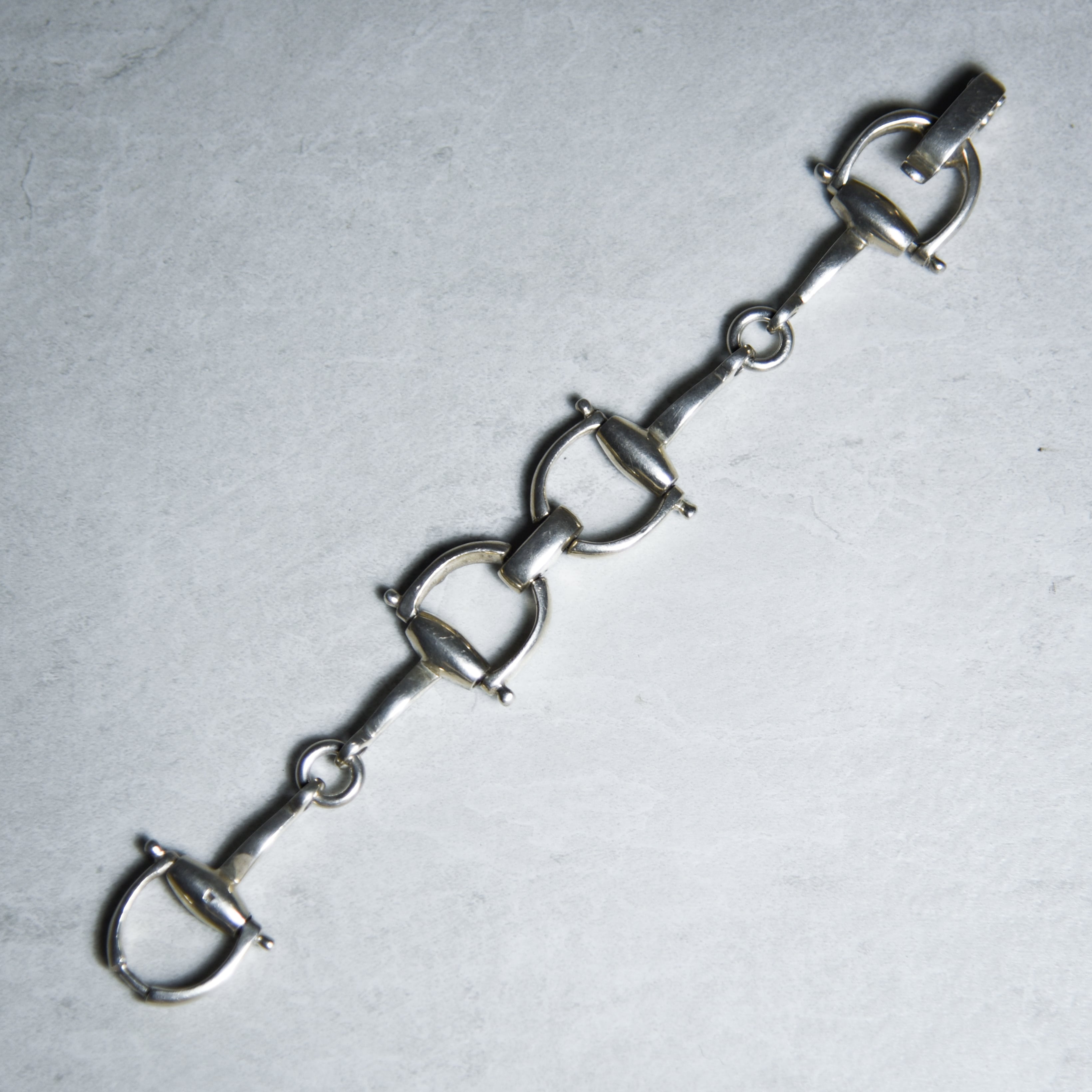 British Vintage Silver Bit Chain Bracelet イギリス ヴィンテージ