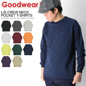 【送料無料】Goodwear(グッドウエアー) ロングスリーブ クルーネック ポケット Tシャツ ヘビーウエイト USAコットン カットソー メンズ レディース 2W7-8518 【最短即日発送】