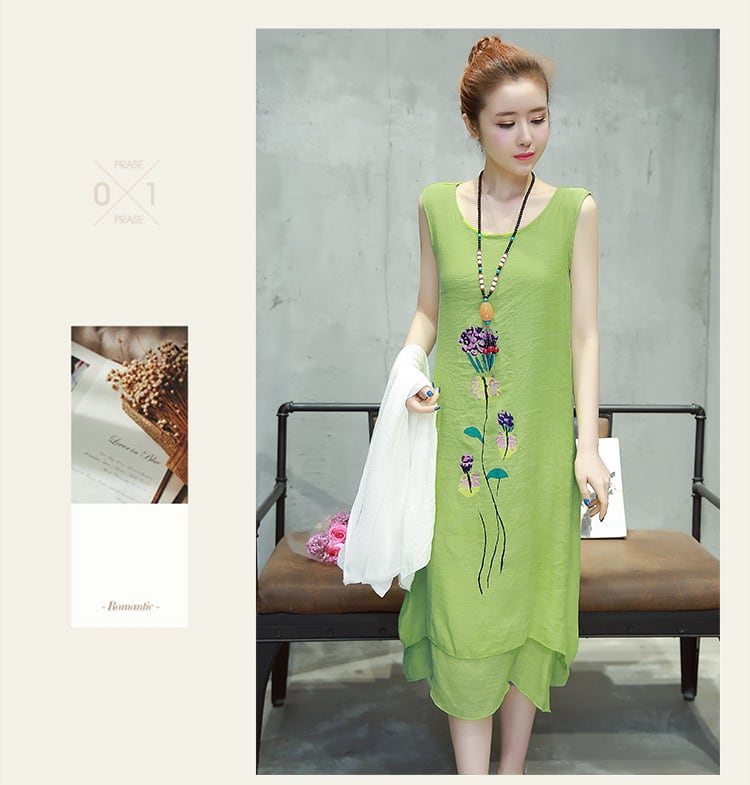 3点セット ロングカーディガン ノースリーブ ワンピース ネックレス